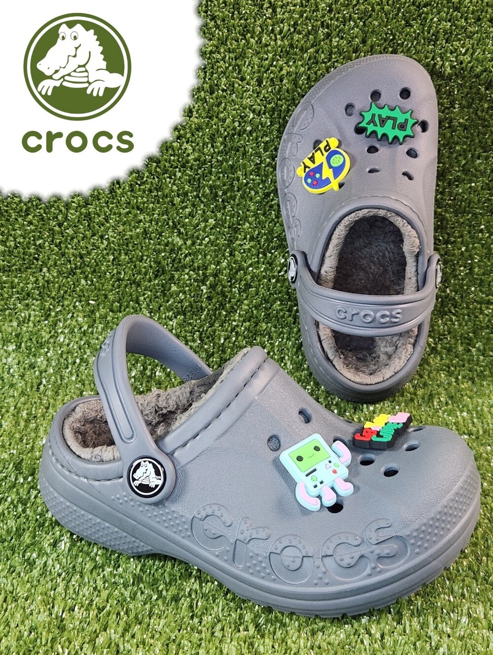 Crocs Little Kids Baya Gray Dual Comfort Clogs Slip-on Sandals Boys Size 10C - Picture 2 of 15